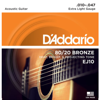 D'ADDARIO EJ10 80/20 BRONZE 10-47 - struny do gitary akustycznej
